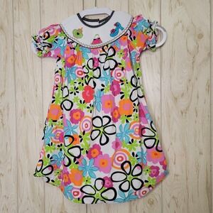 Sage & Lilly Floral Smocked Multicolor Dressq